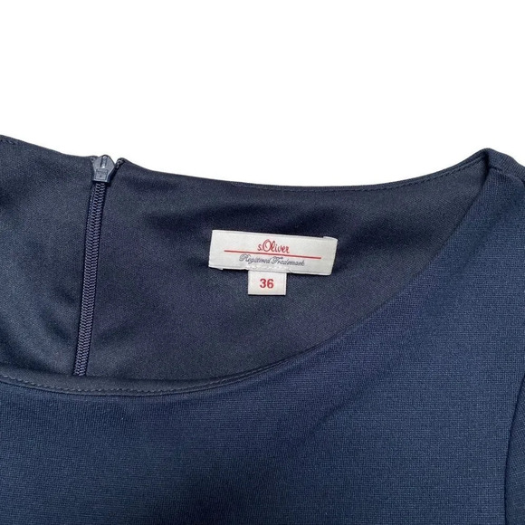 S. Oliver Colorblock Shift Dress Navy Turquoise EU 36 XS Work Cocktail Pockets - Picture 12 of 13